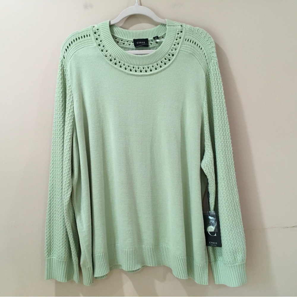 CYRUS Sweater Knit Top Green Women’s Oversized  Women Size 3X Pastel Classic New